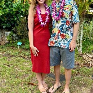 Red bodycon midi dress